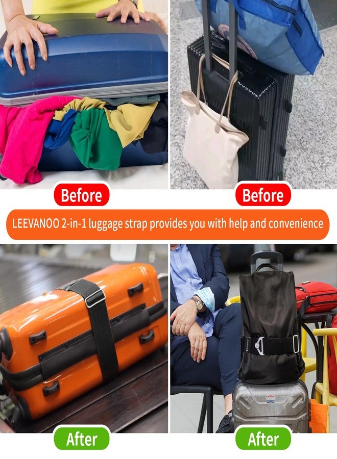 leevanoo Luggage Straps for Suitcases Add a Bag Luggage Strap, 2-in-1 Travel Belt for Luggage Straps Travel Belt Over Handle for Carry On Bag Adjustable Suitcase Belts, Airport Travel Accessories Black - Image 3